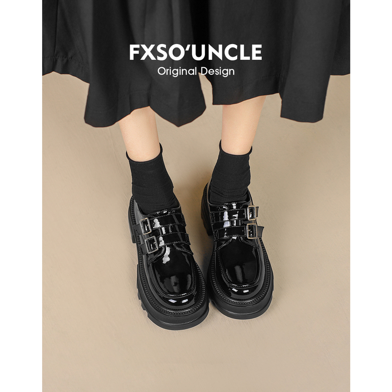 Genuine Leather Fxso Thick-Soled Loafers for Women, 2026 Autumn New Style Platform Black British Style Small Leather Shoes Genuine Leather Fxso Thick-Soled Loafers for Women, 2026 Autumn New Style Platform Black British Style Small Leather Shoes