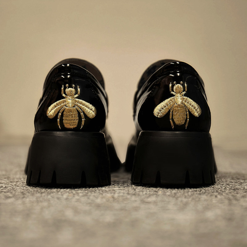 Real leather small leather shoes female Inn Wind 2022 new horse title buckle thick bottom 100 lap AHigo homed bee Lefoe shoes