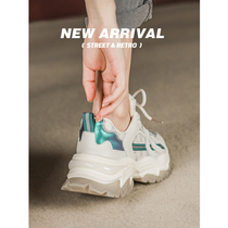 Genuine leather version FXSO square alley 2022 spring new lace sneakers casual shoes ins superfire old daddy shoes women