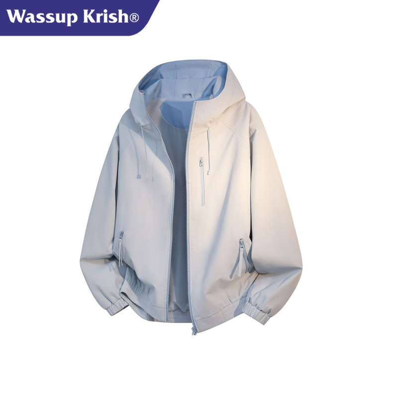Wassup Krish Color-Blocked Hooded Jacket Men's Spring American Style Trendy Brand Youth Couple Windbreaker