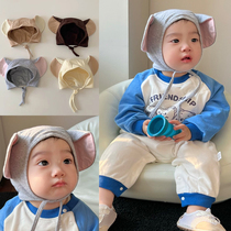 Cute Elephant Ears Baby Hat Strap Protective Ear Hat Han Version Parquet Hooded Boy Male Baby Hood Cap Tire Cap