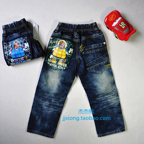 Small building blocks 01221 boys fashion handsome jeans long pants autumn winter child clothing partial thickness quality good 100-165 yards