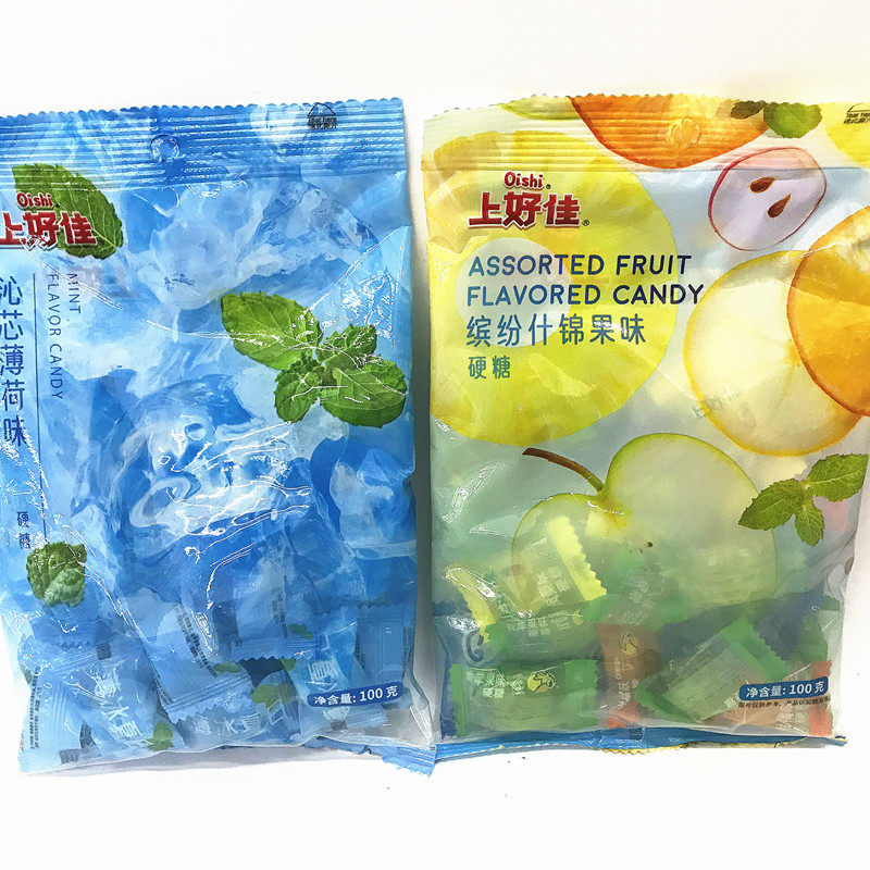 Shanghaojia Mint Candy 100g bag fresh breath old-fashioned fruit hard candy snacks colorful assorted fruit candy