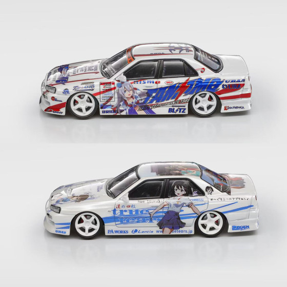 Mortal 1 64 Nissan GTR ER34 URAS Kyushu Auto Show Itasha Painting Alloy Car Model