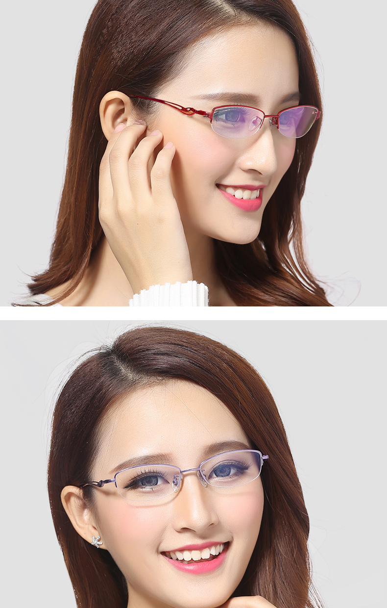 Kính cận thị siêu nhẹ khung nữ mô hình cận thị gương titan tinh khiết khung kính với kính mắt khung kính nửa khung 6913 - Kính kính dior