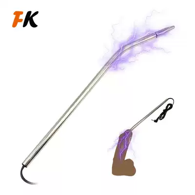 Bending electric shock urethra masturbation stick for men's metal double electrode threaded head horse eye stimulation alternative orgasm plug pumping rod