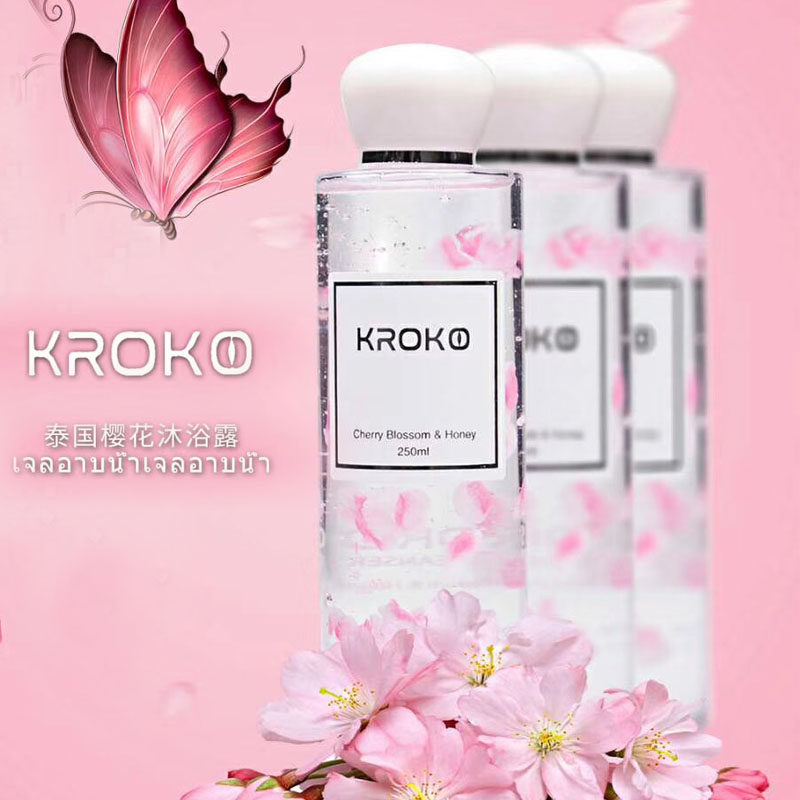 Thailand's new KROKO cherry blossom petals velvet shower gel body lasting fragrance lady shower gel