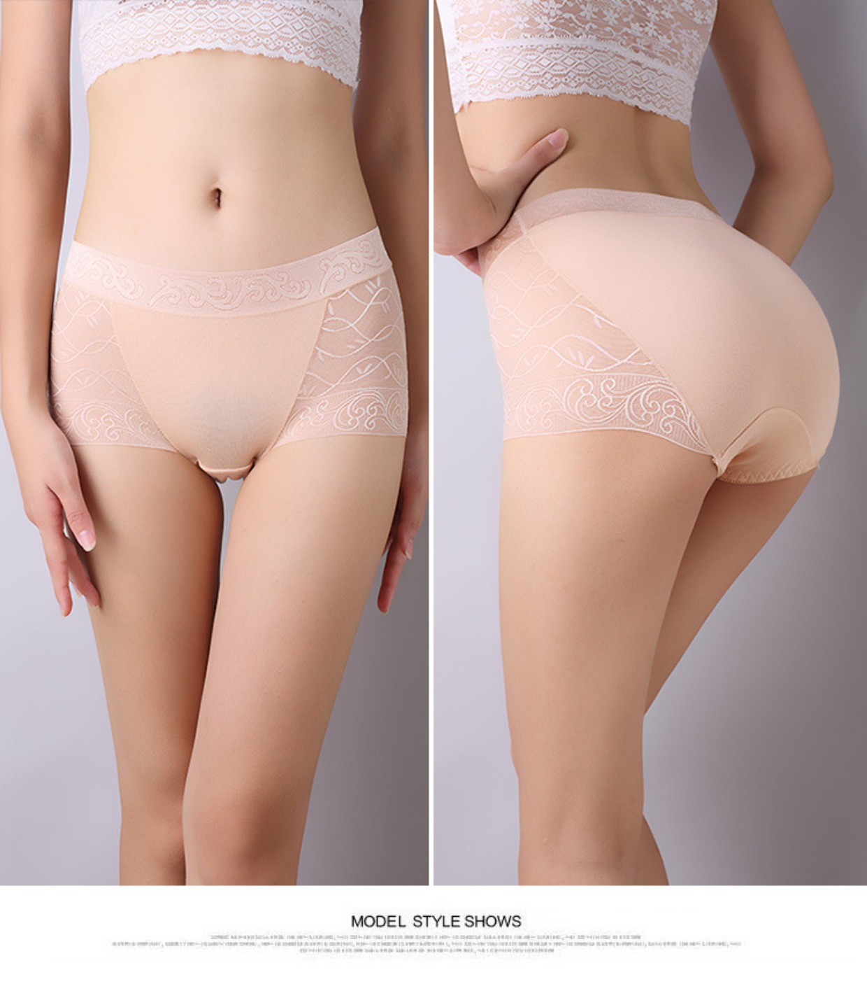 Quần lót nữ ở eo gợi cảm trong suốt bằng chất liệu sợi tre ngắn gọn màu cỡ lớn không có dấu vết cotton 裆 thoáng khí quần lót nữ thun lạnh bóng