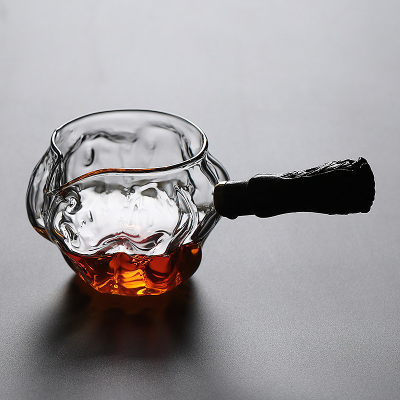High temperature resistant hammer grain glass wood handle side to make fair cup thickened day style sub-tea instrumental sea hammer tattioyfu tea accessories