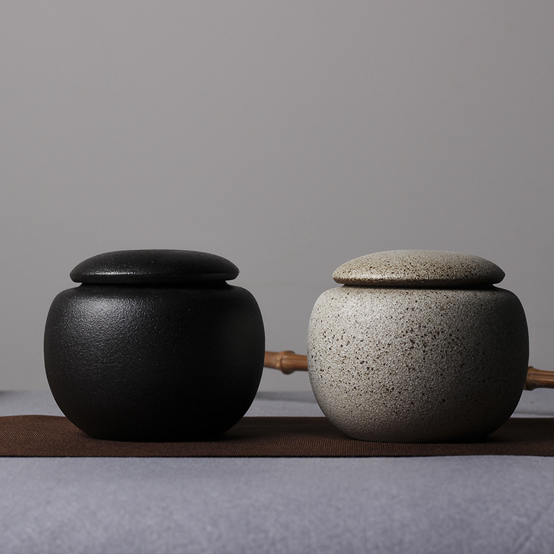 Small Ceramic Tea Canister, Rustic Black Pottery, Japanese-Style Tea Set, Household Single-Person Storage Jar, Black Jar, Small Clay Jar, Empty Small Ceramic Tea Canister, Rustic Black Pottery, Japanese-Style Tea Set, Household Single-Person Storage Jar, Black Jar, Small Clay Jar, Empty