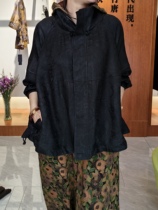 Yichen Liangpin Xiangyun Sha Top NXYS Black Long Sleeve High Collar Cape Jacket YC436