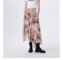 Fabrique geat 2024 Summer New Halo Dyed Asymmetric Cable Skirt Chiffon Dyed Skirt