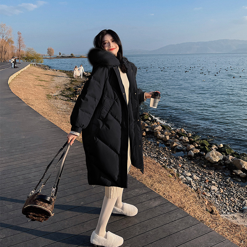 2025今年流行冬季新款韩系时尚加厚宽松显瘦小个子中长款羽绒服女 5