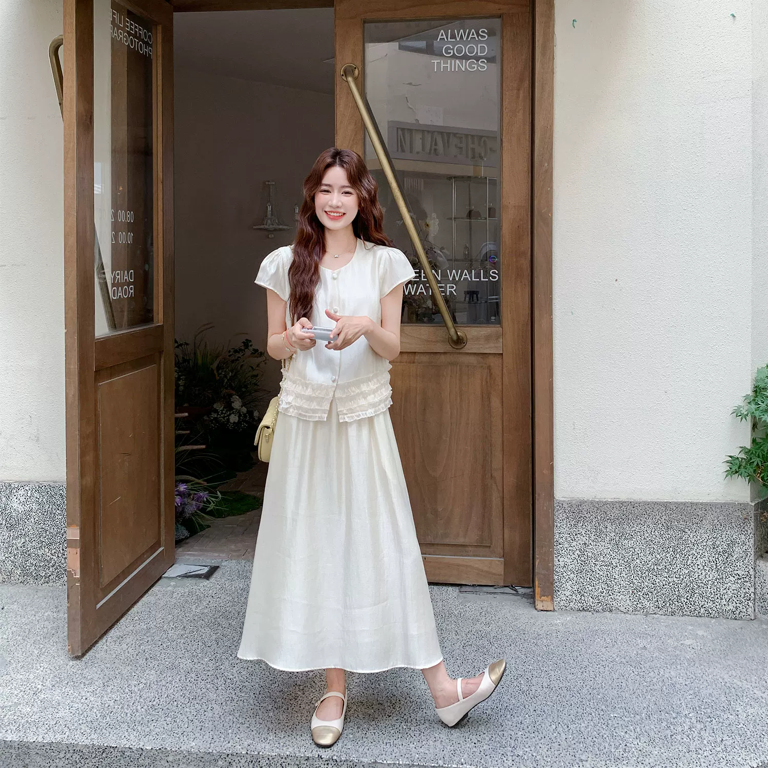 Beige summer set, skirt
