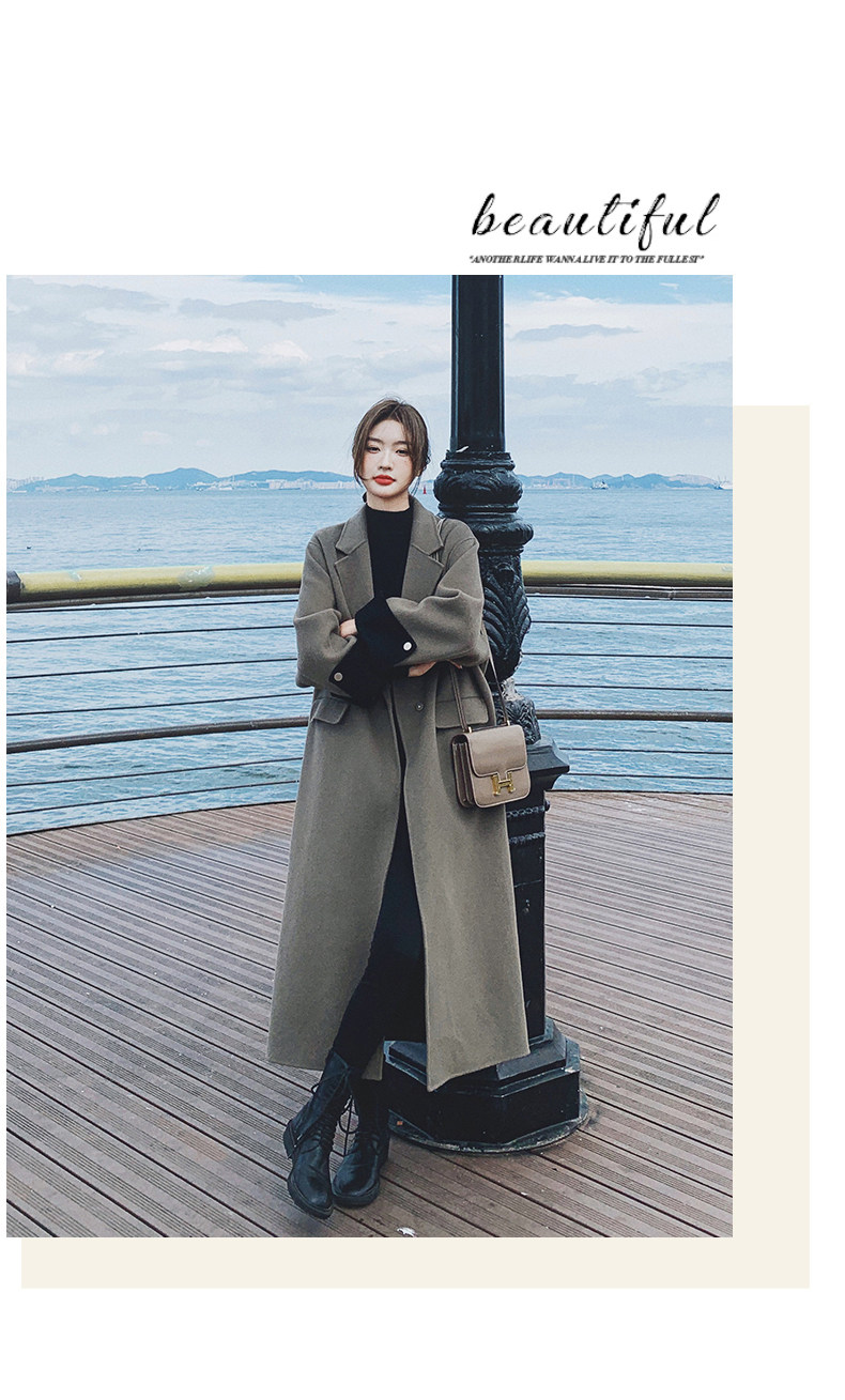 Демисезонное длинное шерстяное пальто, куртка, в корейском стиле, изысканный стиль, длина макси для возраста 