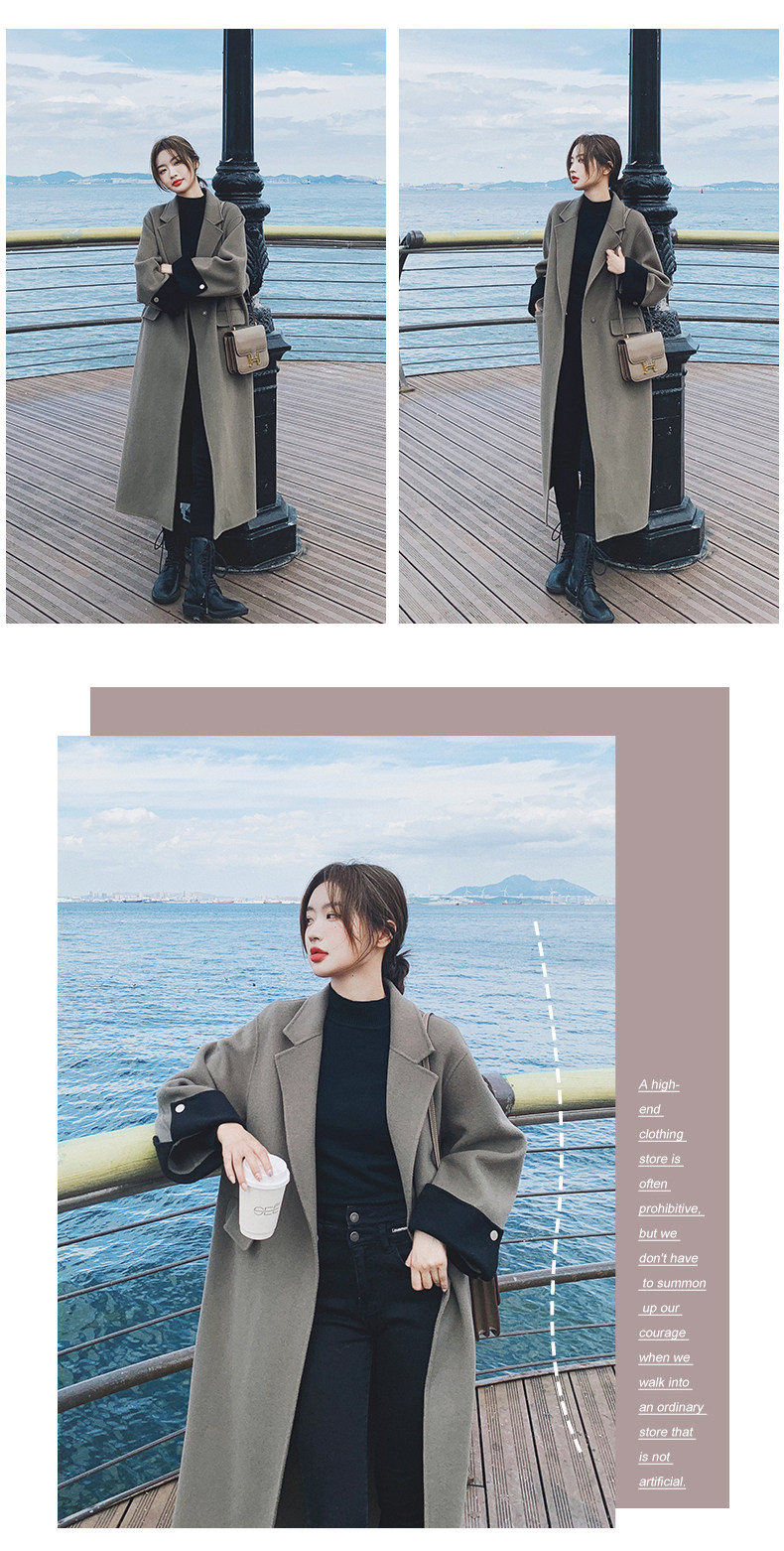 Демисезонное длинное шерстяное пальто, куртка, в корейском стиле, изысканный стиль, длина макси для возраста 