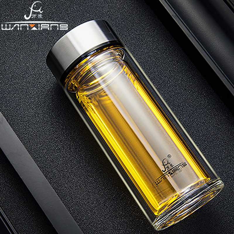 Vientiane V127 double layer glass water glass V128 office glass high temperature resistant high boron silicon glass mug V129 mug