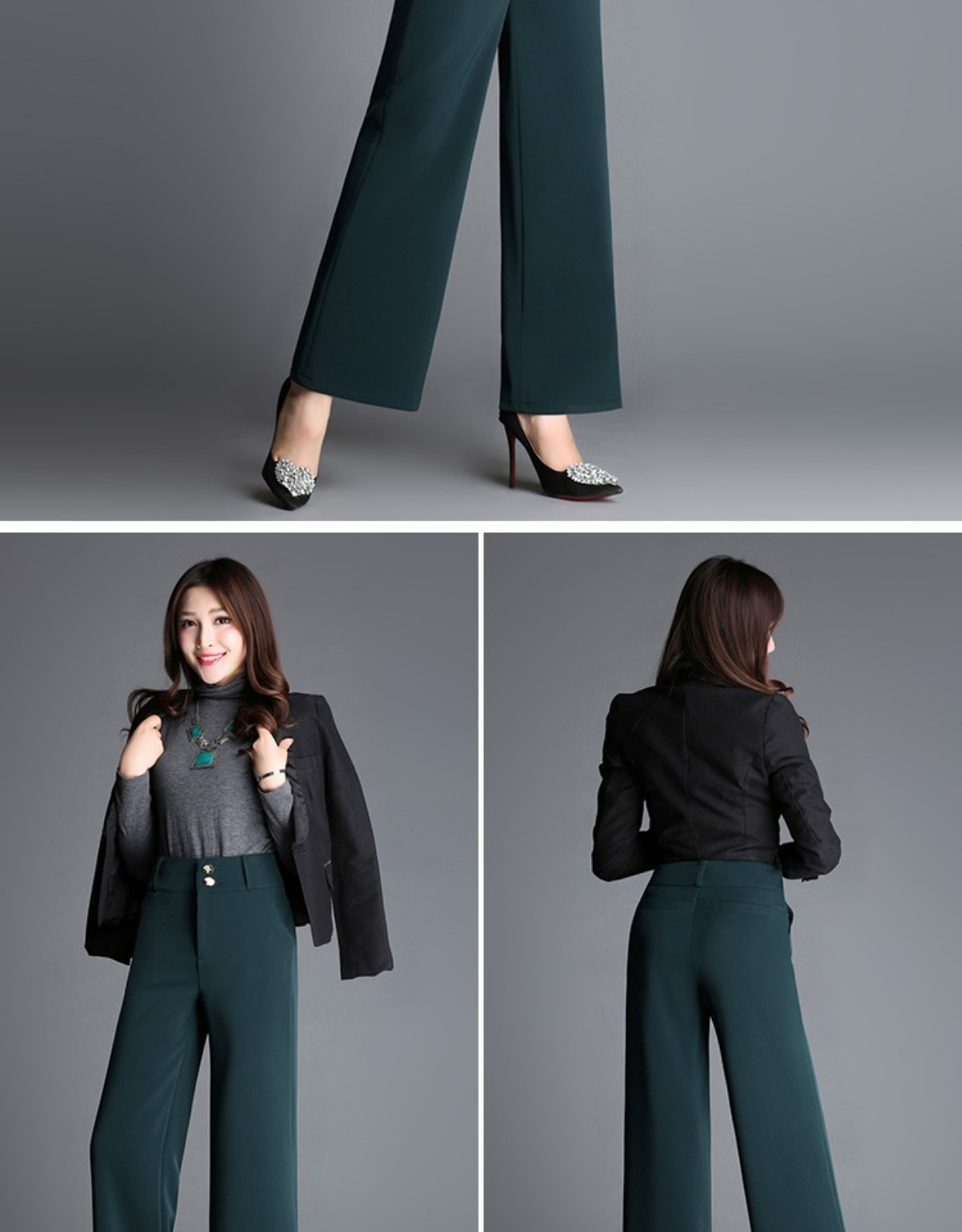 Xuân 2018 mới phù hợp với quần nữ 9 quần quần ống rộng cạp quần cạp cao quần quần khiêu vũ quần âu cỡ lớn áo sơ mi voan kiểu hàn quốc