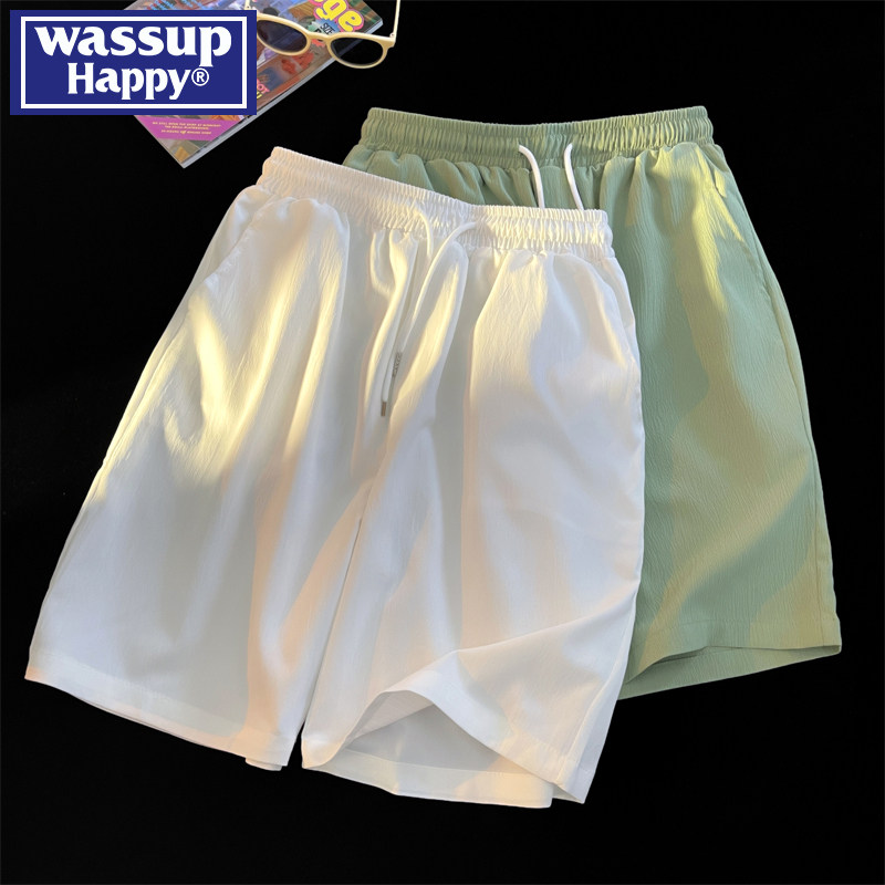 wassup/ шелковые спортивные шорты happy ice, мужские летние 2025, новые модные брендовые молодежные повседневные брюки с пятью точками