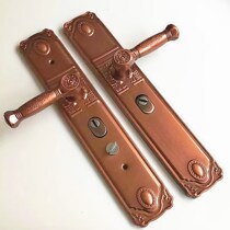 Anti-theft door door red bronze copper door lock panel handle single live Double Live handle left and right adjustable hole distance 235 Universal