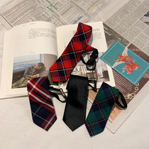 Net Red ins Couple Lazy Tie Zipper Male and Female Students Korean Fashion Academic Style Plaid Tie Tide