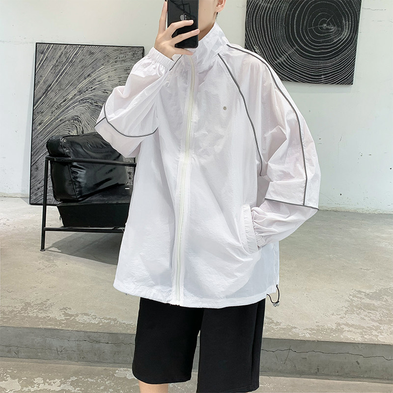 Very airy new summer loose reflective sunscreen for boys Tide Cards 100 Hitch Fashion Fried Street Ultra Slim Collar Jacket