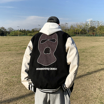 Hong Kong Style Wool Embroidered Jacket Male Korean Fashion Spring and Autumn Tide Brand Plankton Shuai Fried Street Wool Jacket