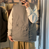 Winter cotton waistcoat for men and women ins Hong Kong style sleeveless waistcoat Korean trend Joker oblique zipper padded horse clip coat