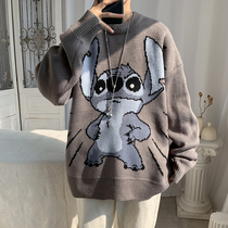 Autumn and winter new sweethearts cartoon sweater men's lazy wind pullover Korean version of loose wear personality sweater