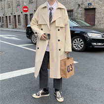 Japanese autumn long trench coat teenagers handsome fried street coat ins tide brand English wind knee coat men