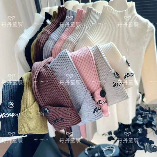 Korean men and women and children's inner knitted base shirt top autumn and winter 2025 new half-high neck soft pullover sweater