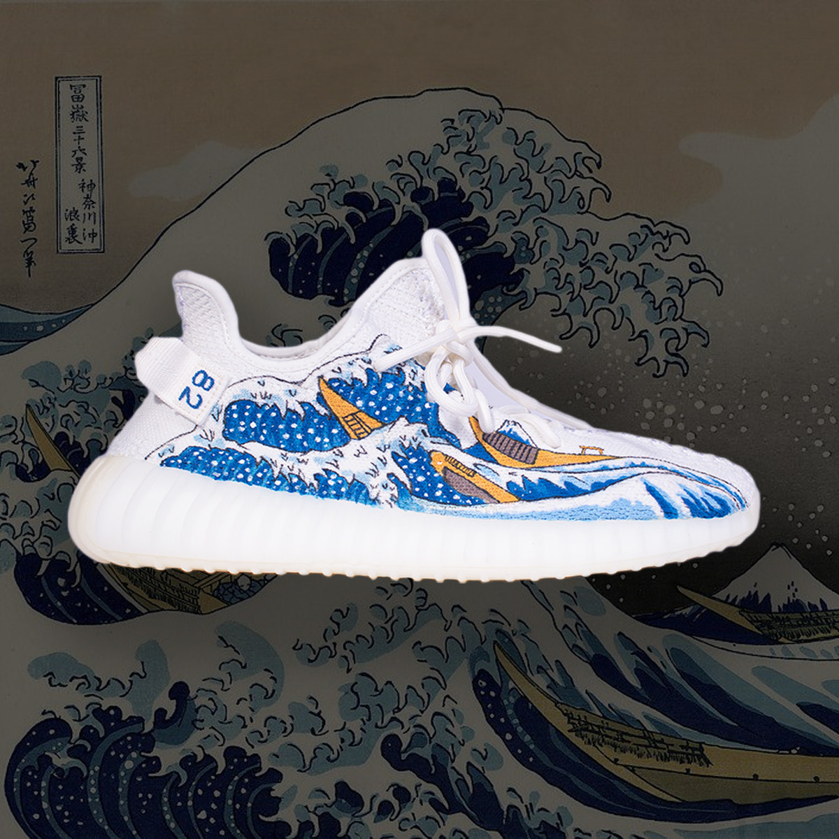 Coconut 350 Floating painted waves sneakers custom graffiti sneakers to make AJ1 Air Force One hand painted shoes sneakers