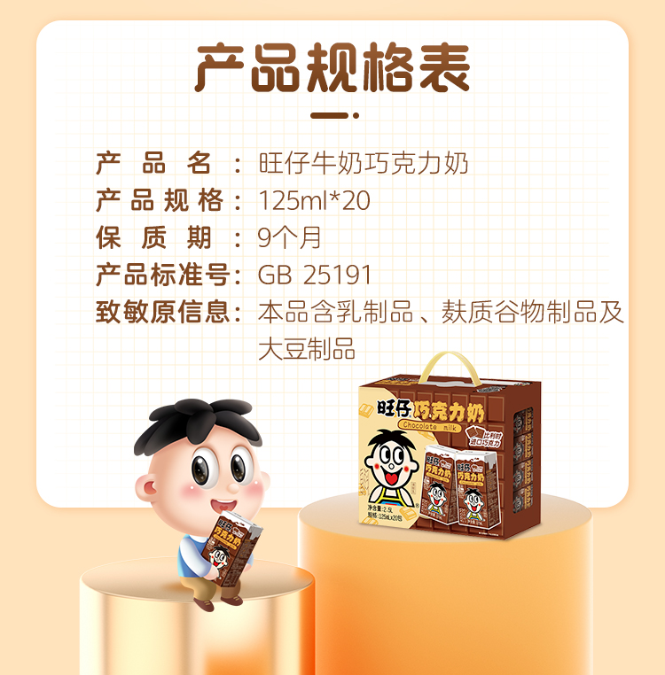 旺旺 巧克力牛奶 125mlx20盒 39元包邮 值值值-买手聚集的地方