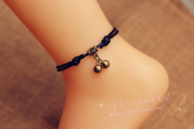 Handmade vòng chân thời trang nghệ thuật giản dị dễ thương nam sinh đôi nam nữ chuông đỏ dây giản dị phiên bản đơn giản Hàn Quốc - Vòng chân lắc chân nữ đẹp