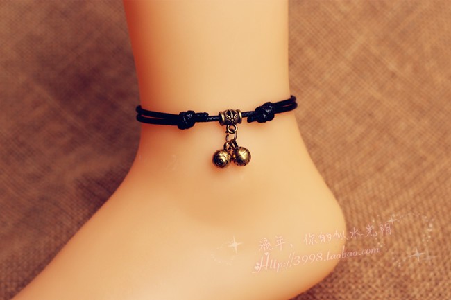 Handmade vòng chân thời trang nghệ thuật giản dị dễ thương nam sinh đôi nam nữ chuông đỏ dây giản dị phiên bản đơn giản Hàn Quốc - Vòng chân lắc chân nữ đẹp