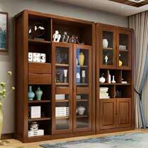 Chinese combination solid wood bookcase two three four five six-door storage bookshelf office multi-layer storage modern bookcase