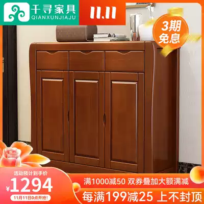 New Chinese solid wood shoe cabinet home door large capacity storage cabinet living room wooden with drawer multi-layer porch cabinet