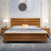 Modern simple ebony solid wood bed Master Bedroom 1 8 m wedding bed double bed new Chinese style 1 5 high Box storage bed