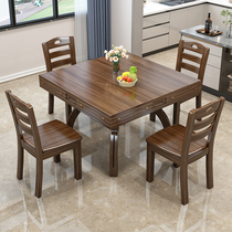 Solid wood folding round dining table Modern minimalist small apartment household dining table and chair combination Oak Square dual-purpose dining table