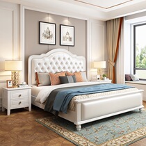 American solid wood bed 1 8 meters light luxury double bed 1 5 beige bed modern simple princess bed master bed storage