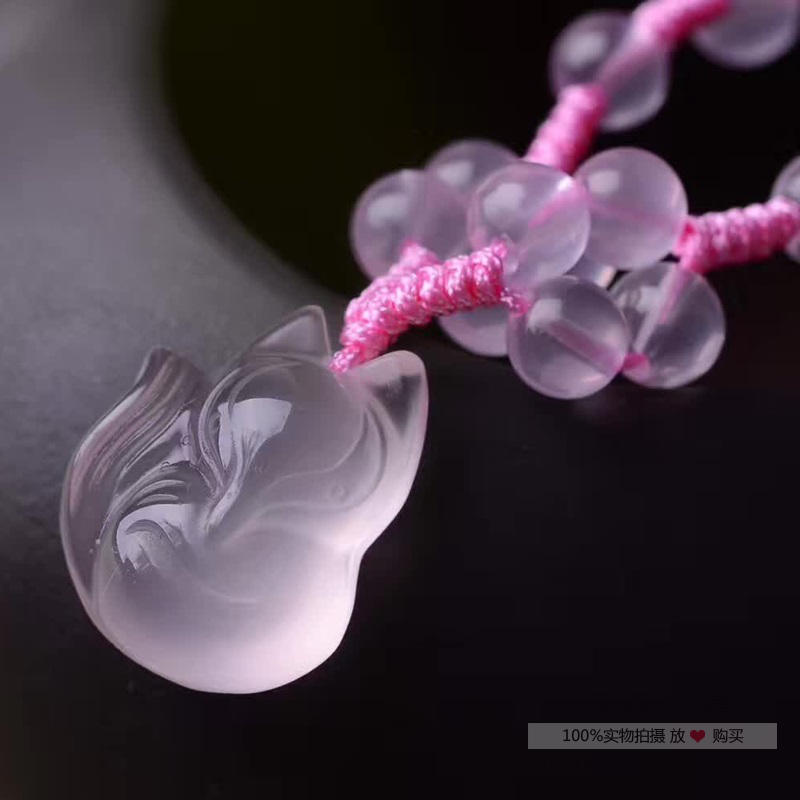 Vòng chân Amethyst tự nhiên Màu hồng pha lê Opal Nhỏ Fox Vòng tay dệt kim Phụ nữ Wang Taohua - Vòng chân cửa hàng phụ kiện