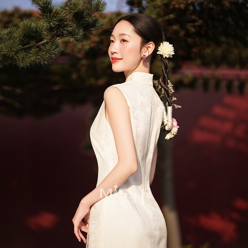 Новое женское шелковое белое платье для помолвки в китайском стиле cheongsam 2026, новое высококачественное тонкое свадебное свидетельство невесты