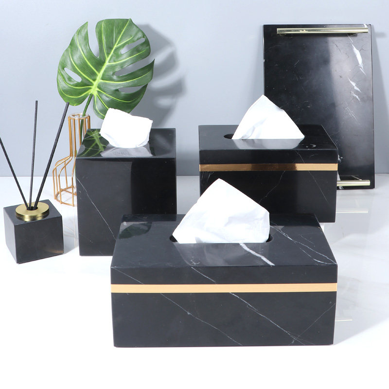 Nordic Ins Minimalist Marble Extraction Toilet Paper Box Home Living Room Toilet Paper Box Creative Light Lavish Style Home Tissue Box
