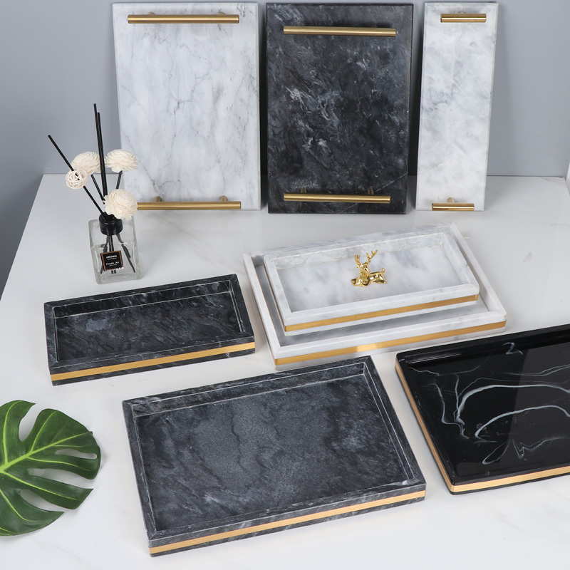 Nordic light luxury style ins wash table tray makeup room marble tray bathroom storage tray model room hotel