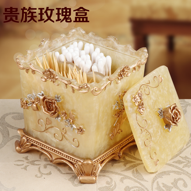 European style toothpick box cotton swab box storage box creative toothpick holder living room home high-grade cotton swab box storage and finishing
