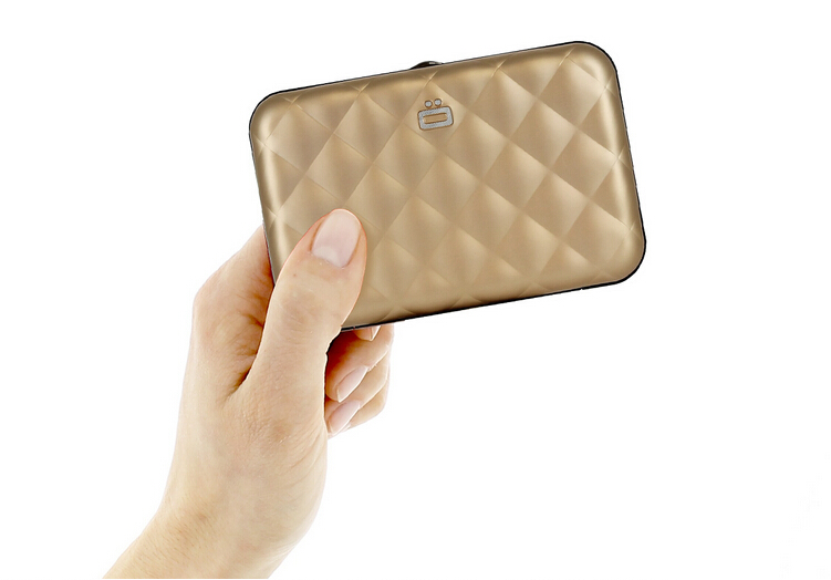 Pháp OGON hình thoi thẻ hộp chống trộm bàn chải chống nfc kim loại ví thời trang túi xách tay túi xách bình thường - Chủ thẻ ví vans