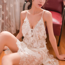 Sexy pajamas female summer transparent hot mood dress man backless chest temptation sling Lacy lace thin nightgown