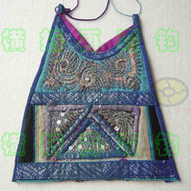 Saliva pocket plate gold embroidery pile embroidery and Miao embroidery collection old embroidery pieces handmade old embroidery cross-stitch clothing accessories