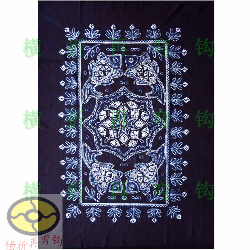 Featured Yunnan Bai ethnic pure handmade Dyed Coffee House Tea Restaurant Long Table Cloth Table Cloth Hanging Blanket 1 7X1 2 m]