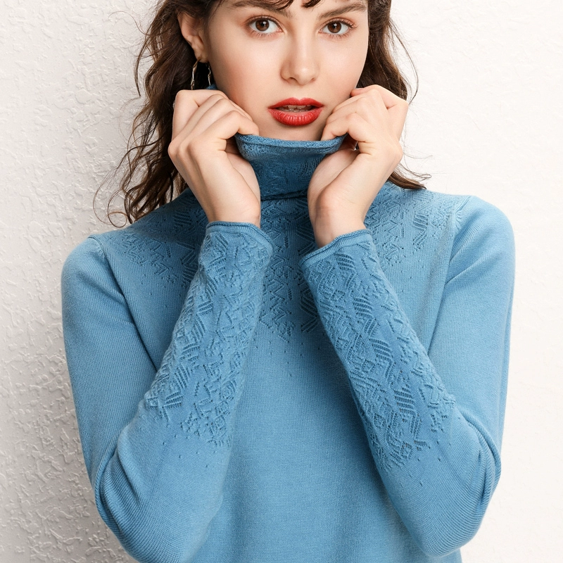 Áo len cao cổ cashmere của phụ nữ áo len Hàn Quốc thời trang 2019 thu đông mới tay dài rỗng áo dệt kim ngắn chạm đáy - Áo len